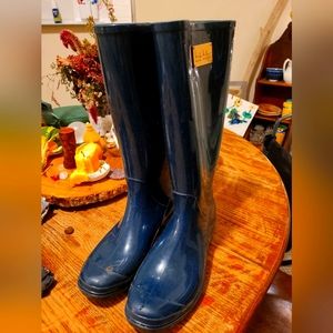 Nicole Miller Shiny Blue Rainboots Size 8 Women's